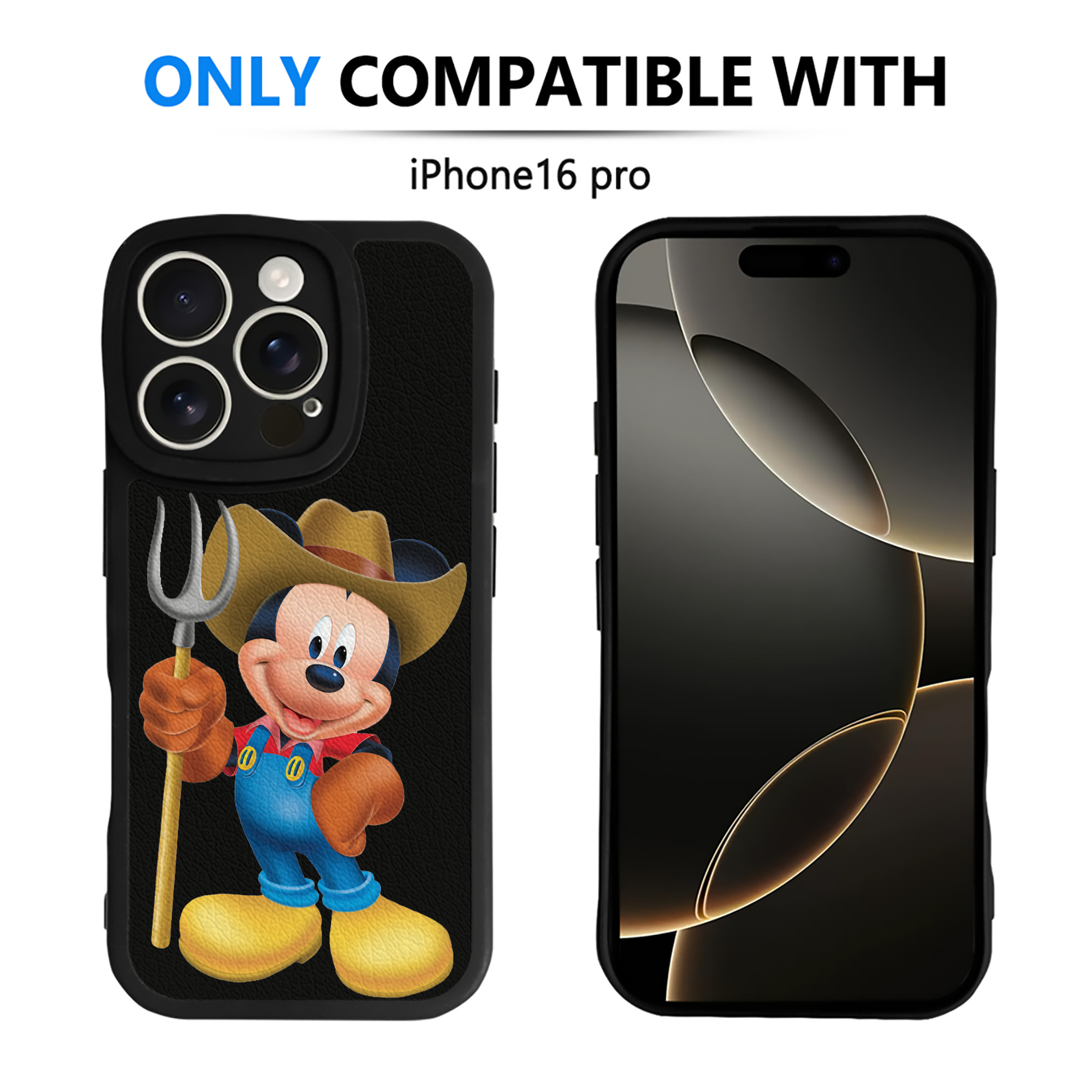 （画像用） ミッキーマウス Mickey Mouse 【iPhone 16シリーズ対応】シリコンスマホケース（レザー調） 材質：シリコン